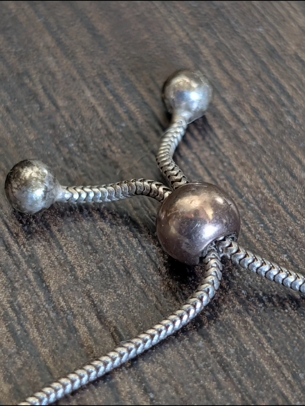 DYADEMA Italy 925 Sterling Silver Adjustable Bead Charm Silver/Bronze Bracelet